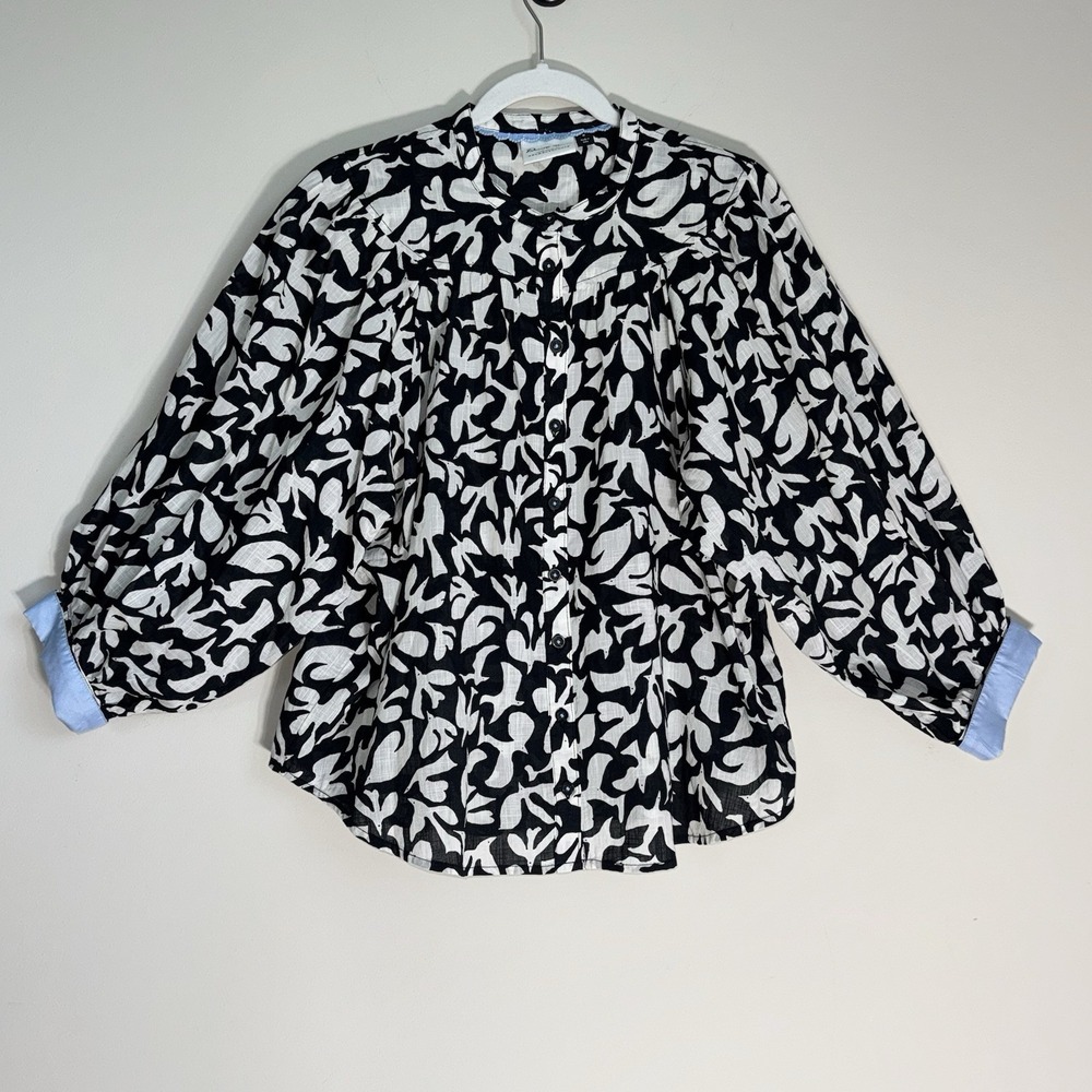Anthropologie Danielle Kroll Womens Whismy Bird Button Up Blouse Top Size Medium